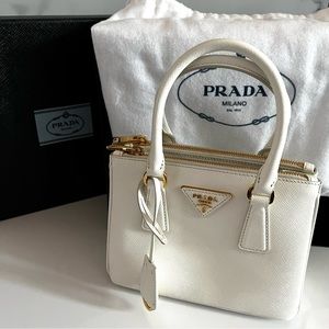Prada Galleria Saffiano Mini Bag - White - Brand New w/ tags and box